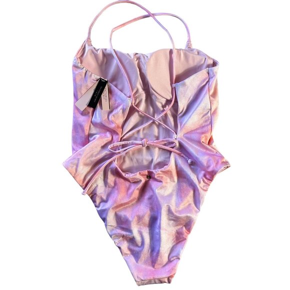 Victoria's Secret Shimmery Pink Tie-Dye One Piece Swimsuit L NWT - Picture 5 of 11